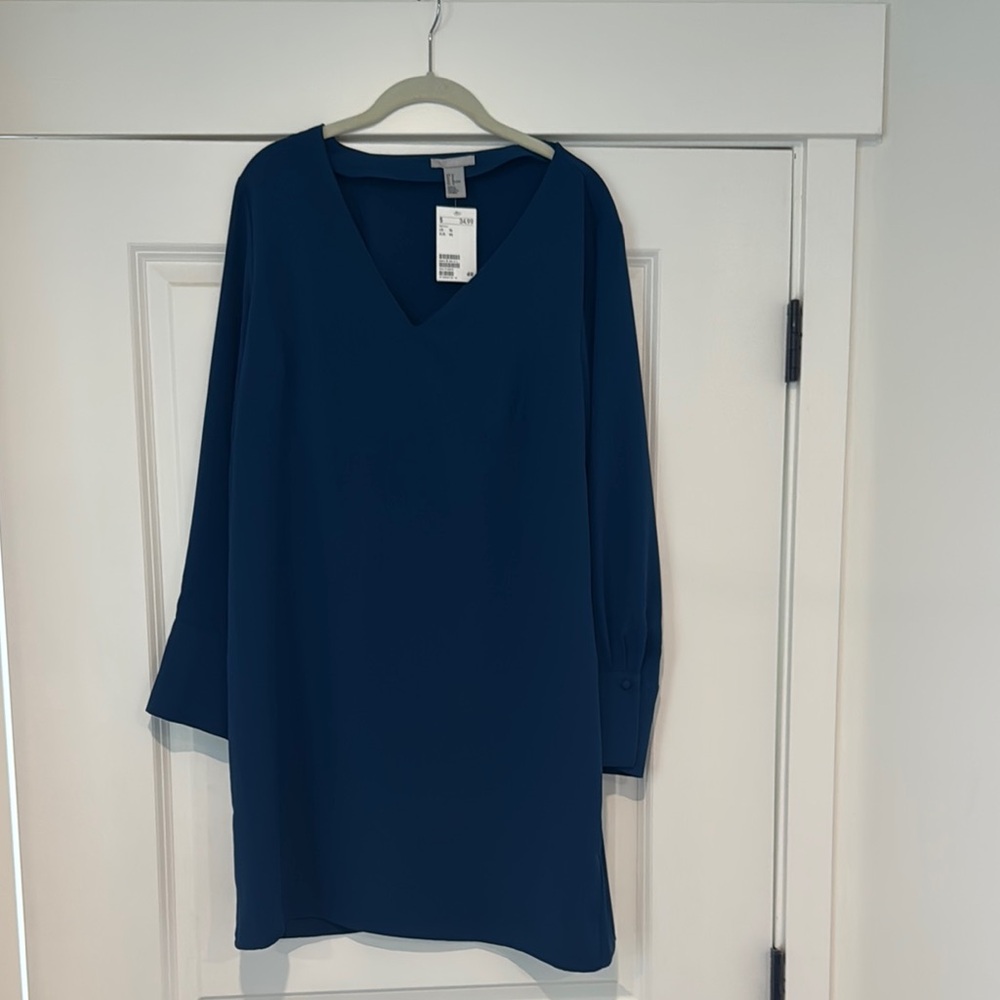 Elegant Blue/Dark Teal Women's Long Sleeve Dress
